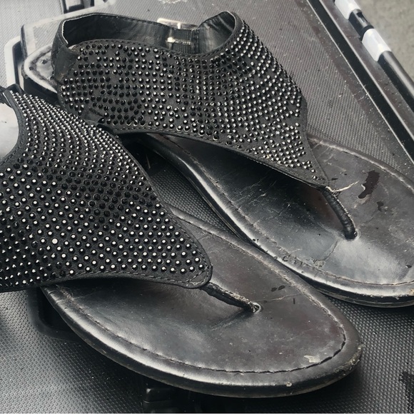 Fit flop a Like Women’s Black T-Strap Glitter Thong Buckle Sandals Size 10 - Picture 11 of 13